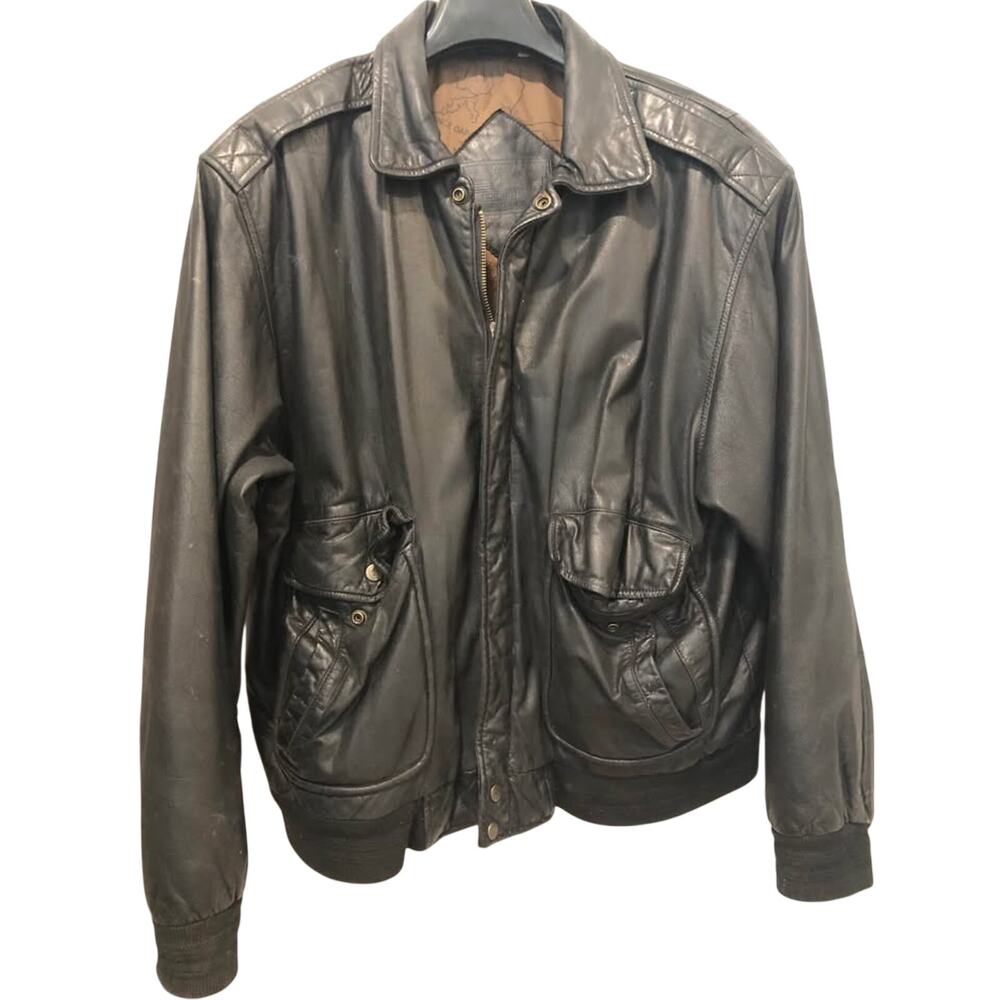 VTG 90s Roundtree & Yorke Leather Bomber Jacket Men's Medium
